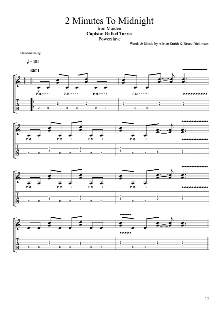 Partitura de 2 Minutes To Midnight