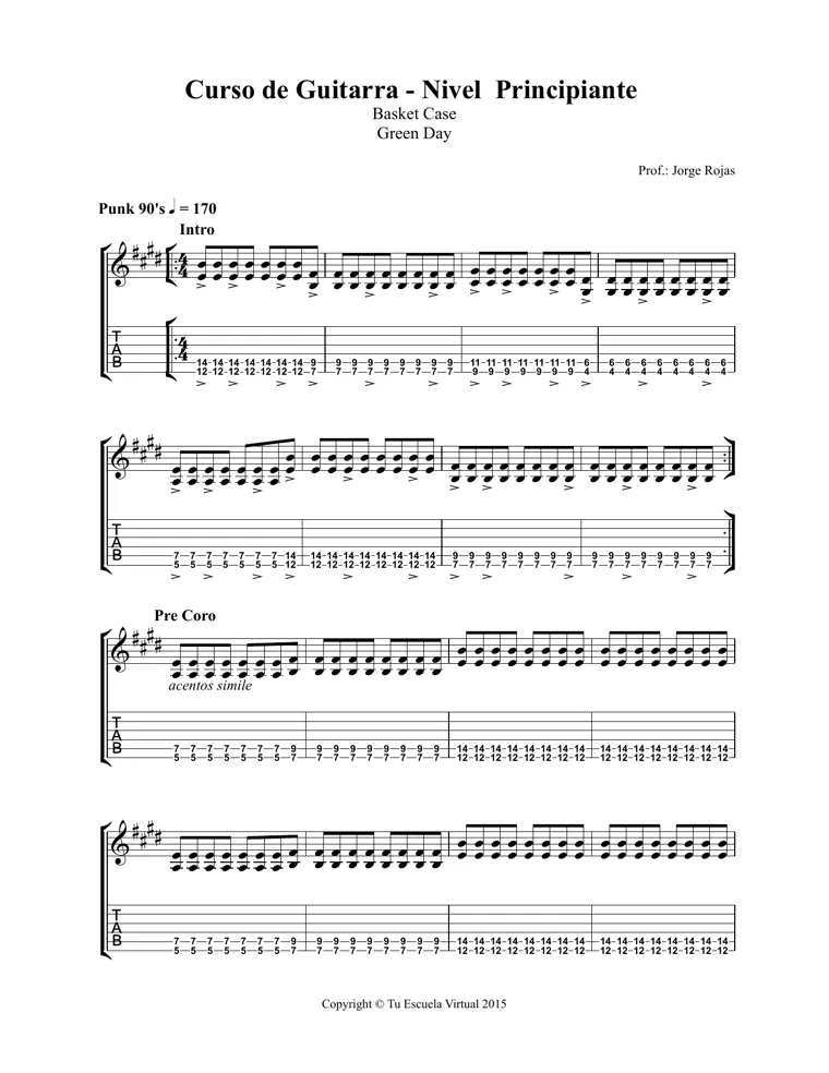 Partitura de Basket Case