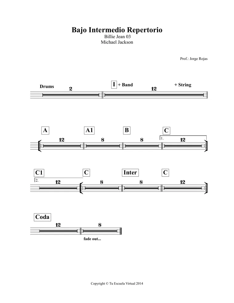 Partitura de Billie Jean
