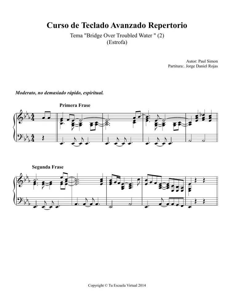 Partitura de Bridge Over Troubled Water
