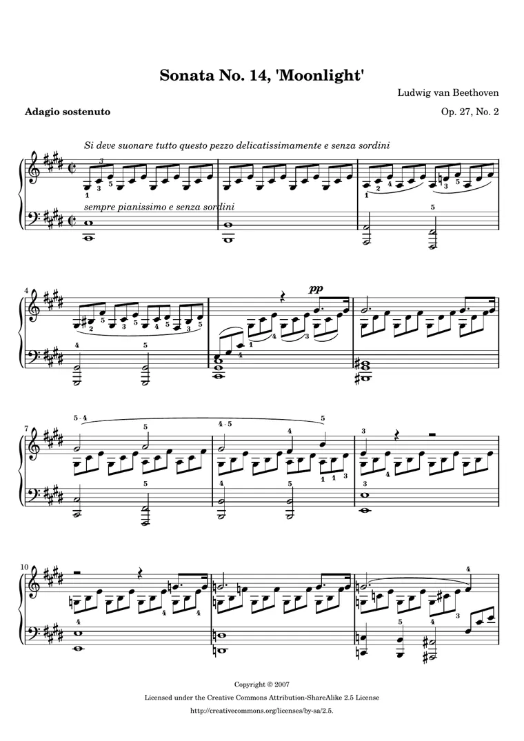 Partitura de Claro de Luna