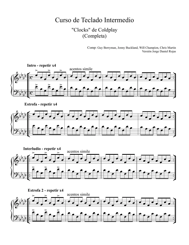 Partitura de Clocks