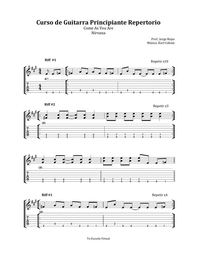 Partitura de Come As You Are