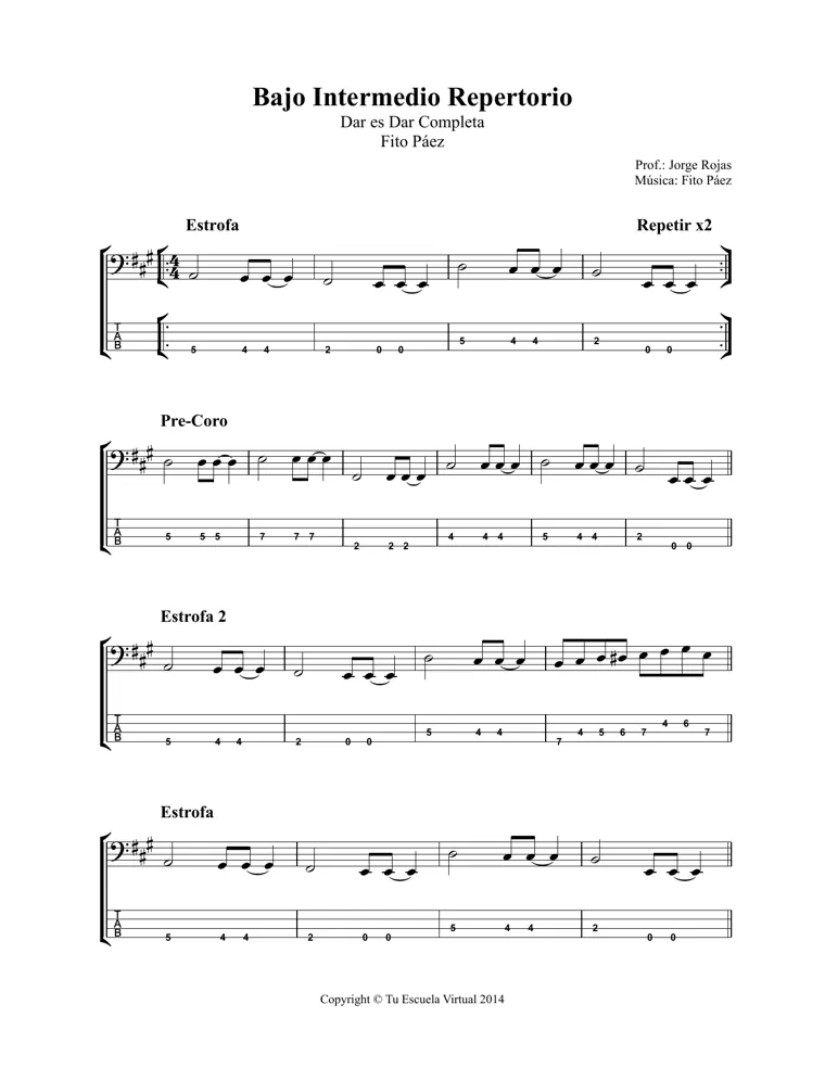 Partitura de Dar es Dar