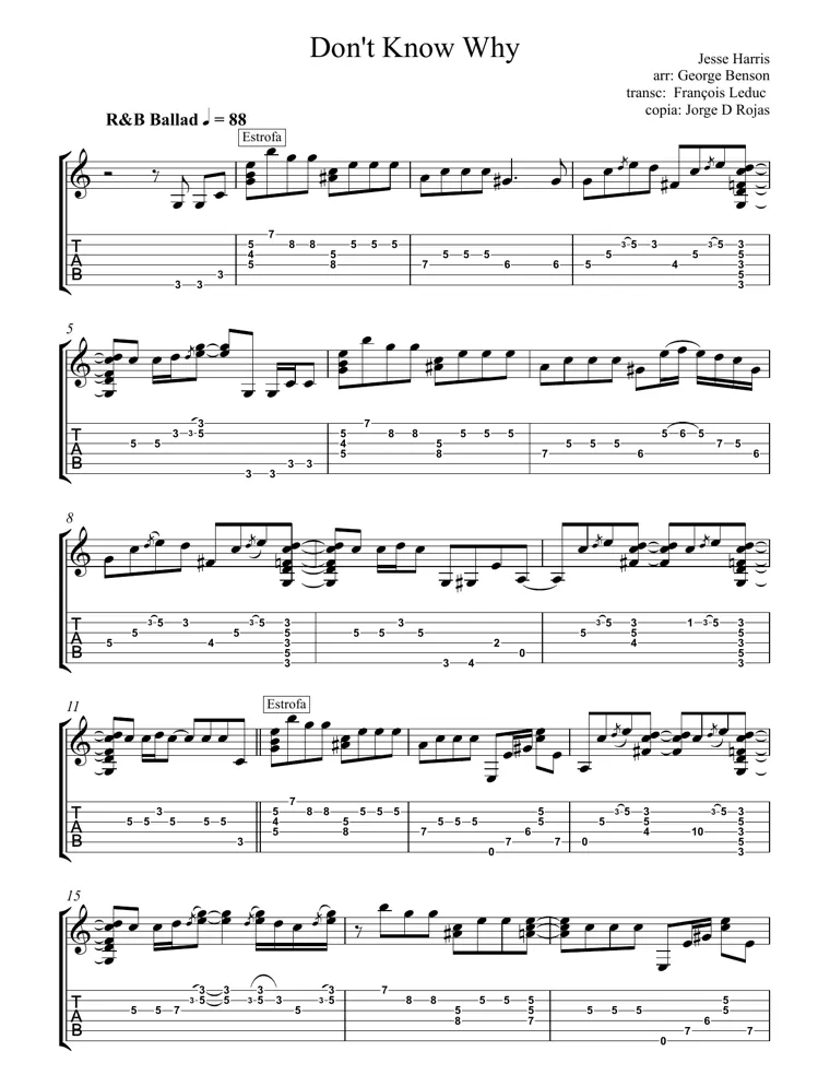 Partitura de Don't Know Why