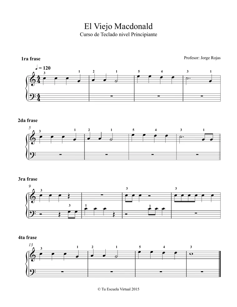 Partitura de El Viejo Macdonald